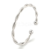 Non-Tarnish Twisted 304 Stainless Steel Cuff Bangles for Women BJEW-P331-08P-1