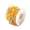 Brass Hexagonal Column Glass Seaded Beaded & Resin Round Beaded Link Chains CHC-G026-01H-3