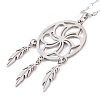 Non-Tarnish Woven Net/Web with Feather 304 Stainless Steel Boho Pendant Necklaces for Women NJEW-G087-03P-2