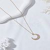 1PC Stainless Steel Pave Clear Cubic Zirconia New Moon Pendant Necklaces NJEW-LP0009-53-3