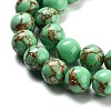 Synthetic Gold Line Turquoise Beads Strands G-H026-01B-03-3