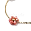 Glass and ABS Plastic Flower Link Chain Necklaces NJEW-H041-05G-01-2