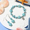 Starfish & Tortoise Synthetic Turquoise Beaded Stretch Bracelets & Dangle Earrings Kits SJEW-JS01311-02-2