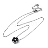 304 Stainless Steel Black Enamel 5-Petal Flower Pendant Necklaces for Women NJEW-U032-17P-03-4