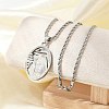 304 Stainless Steel Embossed Virgin Mary Pendant Rope Chain Necklaces NJEW-S387-08P-1