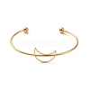 201 Stainless Steel Hollow Out Crescent Moon Open Cuff Bangle BJEW-P285-03G-1