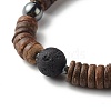 Natural Coconut Rondelle Beads Stretch Bracelets Set for Men Women BJEW-JB06771-5