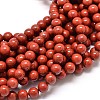 Grade A Natural Red Jasper Bead Strands G-P075-36-8mm-1