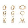 Kissitty 3 Pairs 3 Style Natural Pearl Beaded Hoop Earrings for Girl Women EJEW-KS0001-02-18