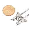 201 Stainless Steel Laser Cut Butterfly Pendant Box Chain Necklaces for Women NJEW-Q004-03P-5