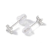 Rhodium Plated Clover 999 Sterling Silver Cubic Zirconia Stud Earrings for Women EJEW-S215-16P-3