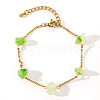 Elegant Natural Peridot Chip Link Bracelets WY5144-2-1