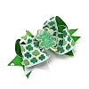 Saint Patrick's Day Bowknot Polyester & Iron Alligator Hair Clips OHAR-H011-02A-2