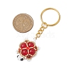 Handmade Glass Seed Beads & Red Jasper Turtle Pendant Keychain KEYC-MZ00024-01-3