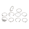 10Pcs Alloy with Crystal Rhinestone Finger Rings WG3531F-03-1