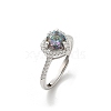 Rhodium Plated 925 Sterling Silver Moissanite Adjustable Rings for Women RJEW-U038-13P-03-4