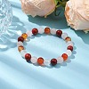 8mm Round Natural Red Jasper & Rose Quartz & Carnelian & Quartz Crystal Beaded Stretch Bracelets for Women BJEW-JB10625-04-2