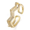 Brass Micro Pave Clear Cubic Zirconia Cuff Finger Rings for Women RJEW-G337-25G-4