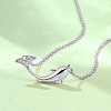 Alloy Crystal Rhinestone Whale Pendant 201 Stainless Steel Cable Chain Necklaces for Women WG0EF37-01-3