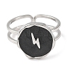 304 Stainless Steel Enamel Open Cuff Rings for Women RJEW-F166-41P-02-2