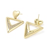 Rack Plating Brass Micro Pave Cubic Zirconia Studs Earrings EJEW-B047-03G-02-2