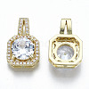 Brass Micro Pave Clear Cubic Zirconia Pendants KK-S310-42-2