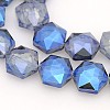 Hexagon Electroplate Full Rainbow Plated Glass Beads Strands EGLA-P015-M-3