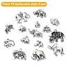 60Pcs 15 Styles Tibetan Style Alloy Elephant Pendants TIBEP-YW0001-83-2