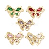 Rack Plating Brass Pave Cubic Zirconia Butterfly Connector Charms KK-Z064-36G-1