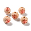 Printed Wood European Beads WOOD-Z002-08H-1