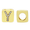 Brass Micro Pave Clear Cubic Zirconia European Beads KK-T030-LA842-YX3-1