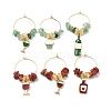 Natural Dyed Howlite & Green Aventurine & Citrine Chip Wine Glass Charms AJEW-JO00202-1