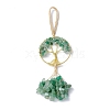 Wire Wrapped Chips Natural Green Aventurine Big Pendant Decorations HJEW-H057-03D-2