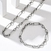 304 Stainless Steel Paperclip & Rolo Chain Necklace and Bracelet Set SJEW-D091-02P-1