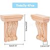 Natural Solid Wood Carved Onlay Applique Craft WOOD-WH0104-39-2