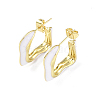 Enamel Twist Square Stud Earrings EJEW-P214-23G-01-1