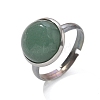 Half Round Natural Green Aventurine Finger Rings X-RJEW-M062-01P-21-2