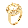 Rack Plating Oval Brass Micro Pave Cubic Zirconia Adjustable Ring Components KK-Q819-08G-1