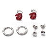 3 Pairs 3 Styles Christmas 304 Stainless Steel Hoop & Stud Earring Sets for Women EJEW-K279-16P-02-4