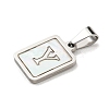 304 Stainless Steel Pave Natural White Shell Pendants STAS-S130-03P-Y-2