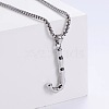 3Pcs Stainless Steel Textured Letter Pendant Box Chain Necklaces LW4134-36-1