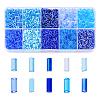 DICOSMETIC 10 Colors Blue Series Transparent Colours Luster Glass Bugle Beads SEED-DC0001-07-1