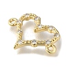 Rack Plating Brass Pave Clear Cubic Zirconia Heart Links Connector Charms KK-K373-11A-G-2