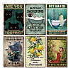 Globleland 6Pcs 6 Style  Vintage Metal Tin Sign AJEW-GL0001-83B-1