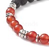 Natural Carnelian(Dyed & Heated) & Lava Rock Braided Bead Bracelet BJEW-TA00188-02-2