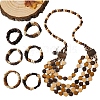 Wood Beaded Multilayer Necklaces & Beaded Bracelets & Dangle Earrings Sets WG7BAAE-02-4