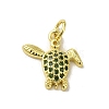 Real 18K Gold Plated Brass Pave Green Cubic Zirconia Pendants KK-M283-07E-03-1