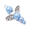 Pearlized Glass Pearl Bead Pendants PALLOY-JF03204-02-4