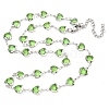 304 Stainless Steel & Glass Heart Link Chain Necklaces NJEW-P315-03P-04-1