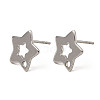 Non-Tarnish Star Shape 201 Stainless Steel Stud Earrings Findings STAS-Q251-07P-1